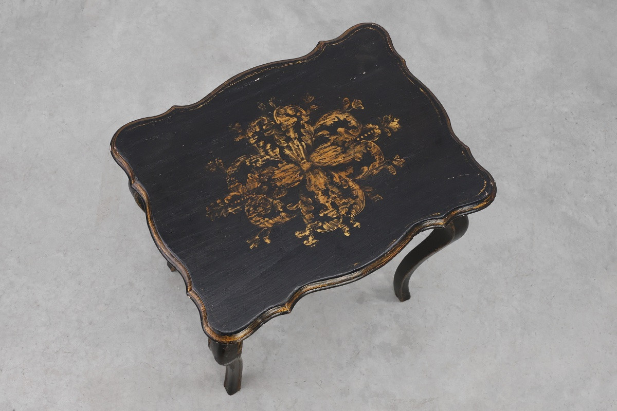 Table d'appoint en bois noir du XIXe siècle avec tiroir, France-photo-3