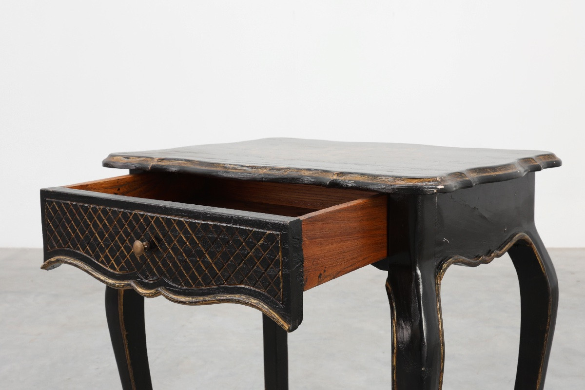 Table d'appoint en bois noir du XIXe siècle avec tiroir, France-photo-4