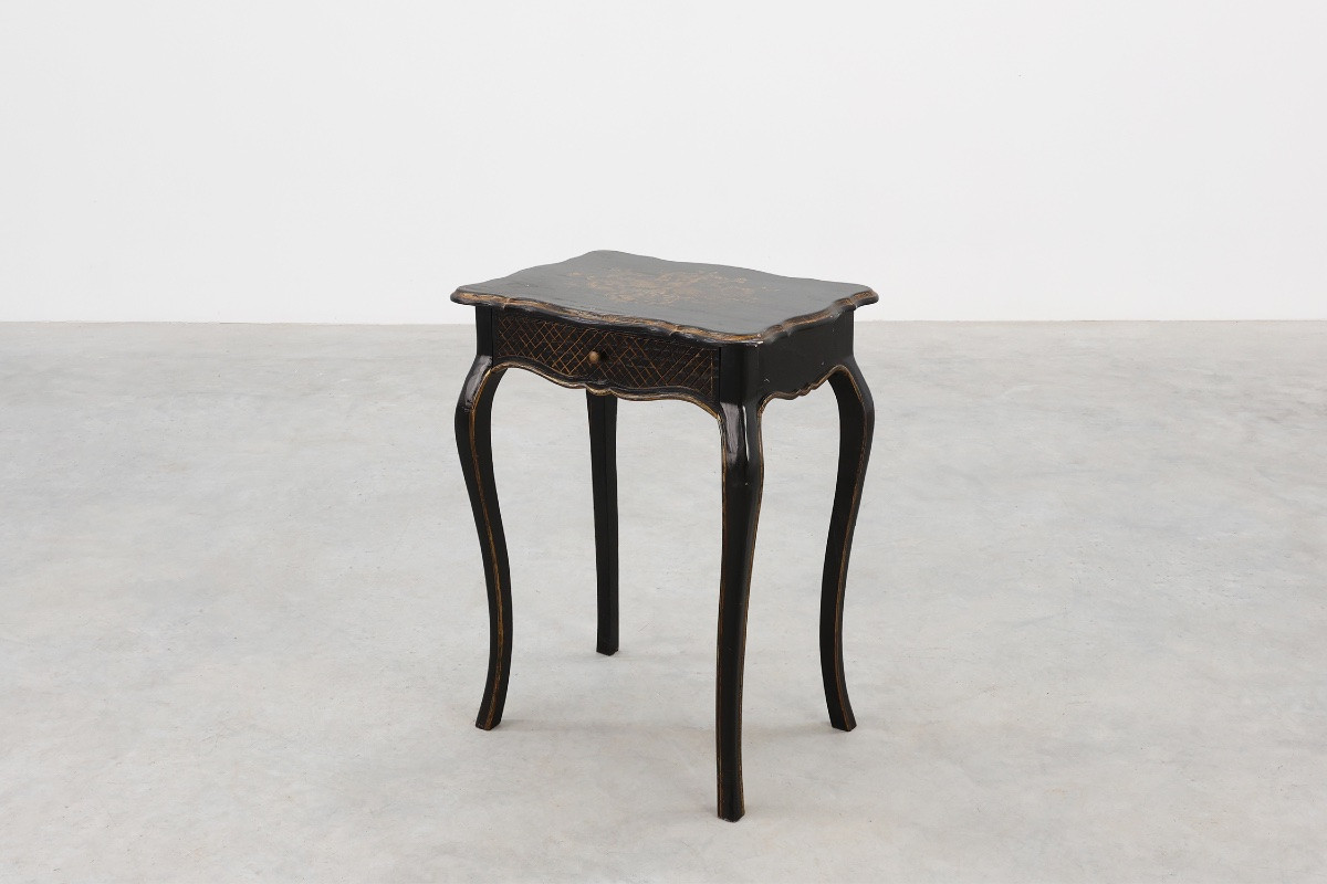 Table d'appoint en bois noir du XIXe siècle avec tiroir, France-photo-1