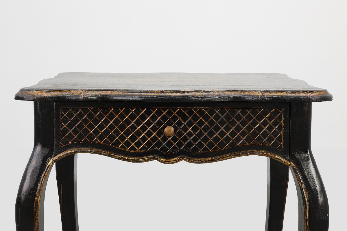 Table d'appoint en bois noir du XIXe siècle avec tiroir, France-photo-3