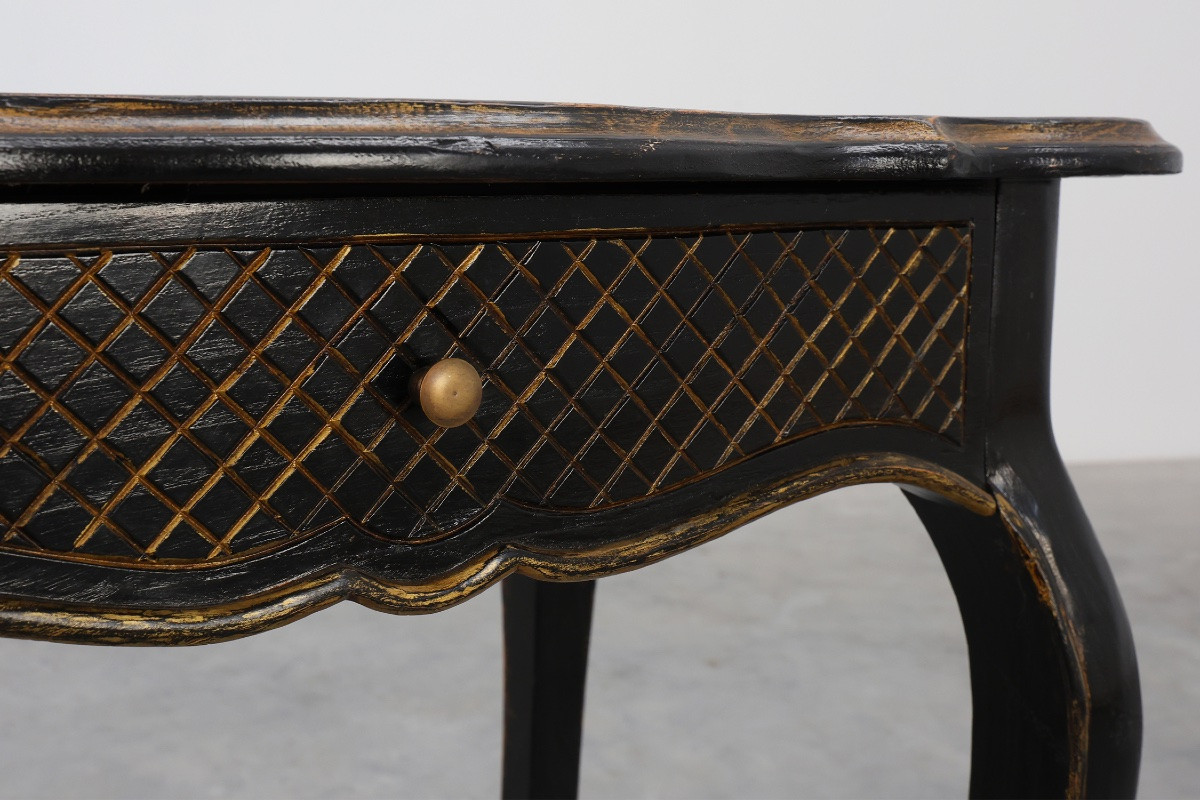 Table d'appoint en bois noir du XIXe siècle avec tiroir, France-photo-5