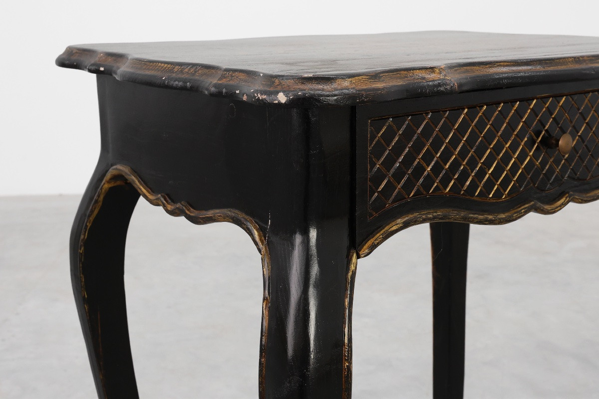 Table d'appoint en bois noir du XIXe siècle avec tiroir, France-photo-7