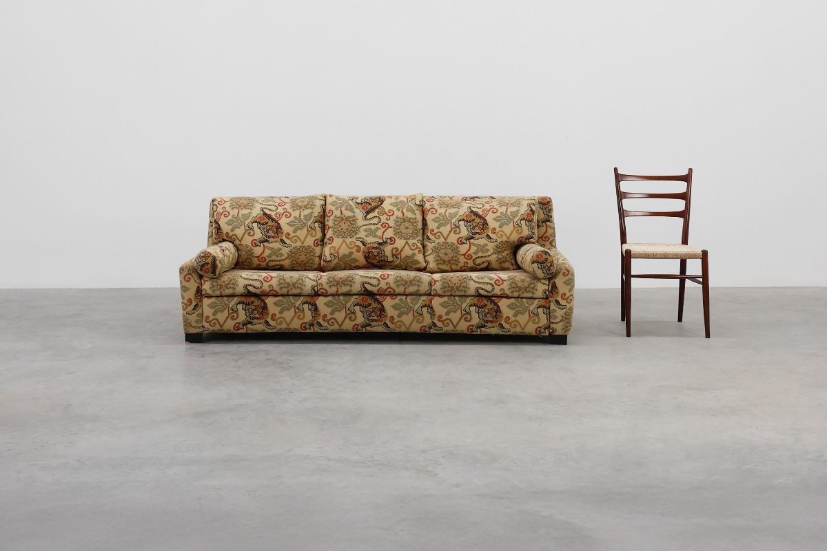 Hollywood Regency Style 3-seater Sofa With Lion Pattern Upholstery, Italy, Circa 1990-photo-2
