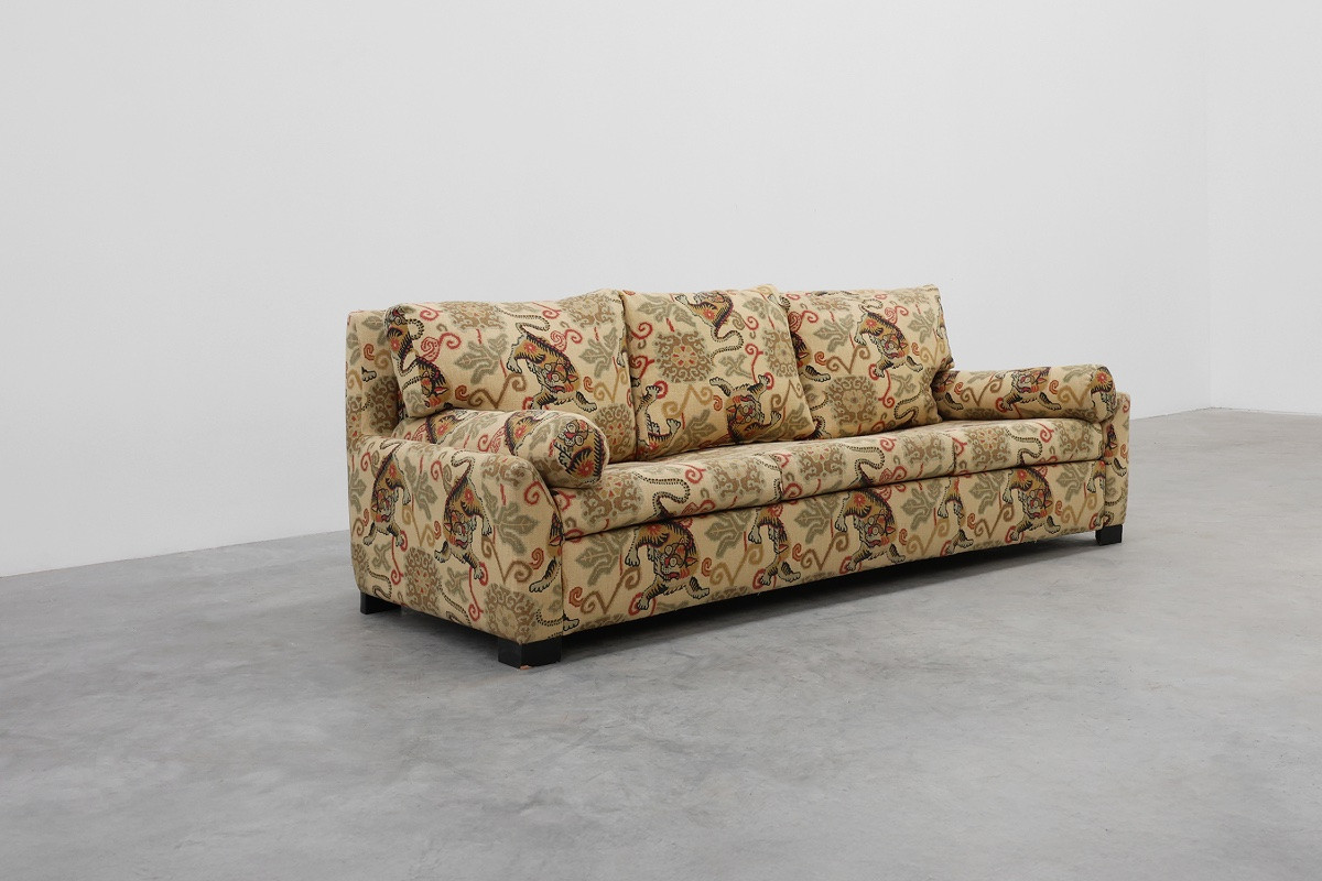 Hollywood Regency Style 3-seater Sofa With Lion Pattern Upholstery, Italy, Circa 1990-photo-1