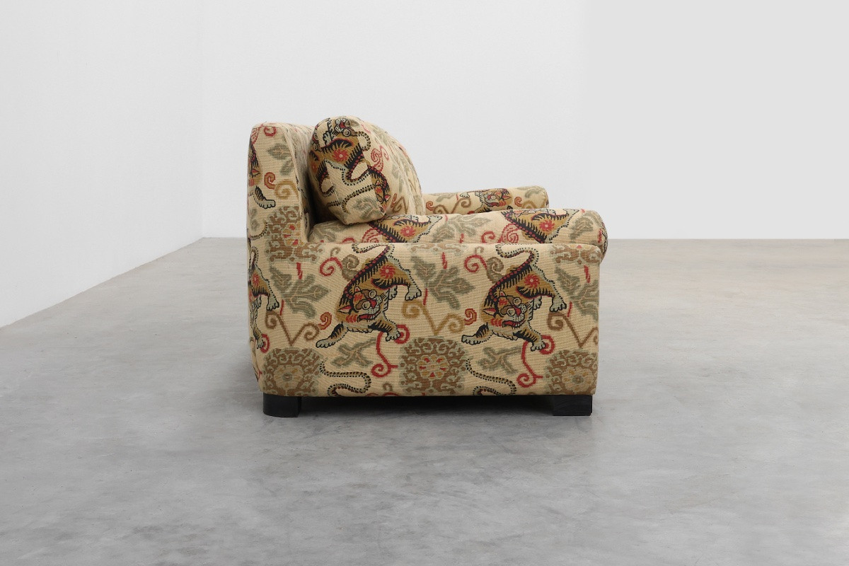 Hollywood Regency Style 3-seater Sofa With Lion Pattern Upholstery, Italy, Circa 1990-photo-2