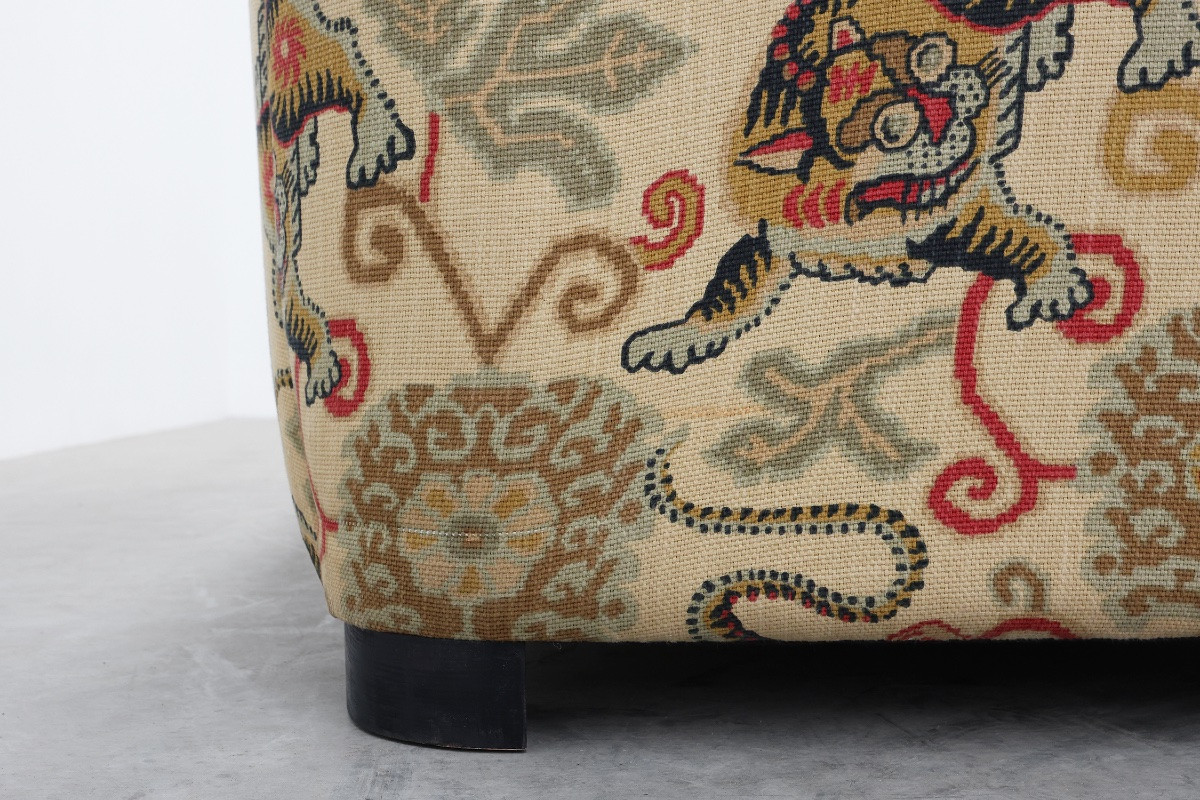 Hollywood Regency Style 3-seater Sofa With Lion Pattern Upholstery, Italy, Circa 1990-photo-3