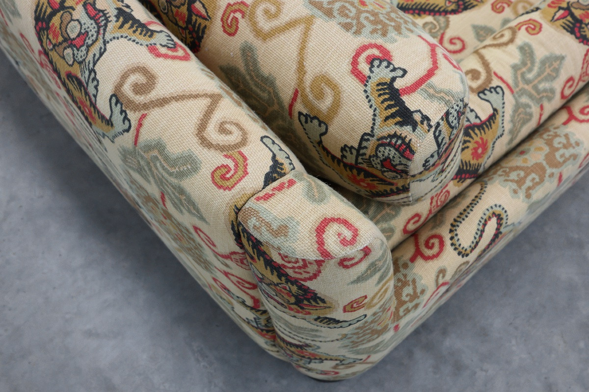 Hollywood Regency Style 3-seater Sofa With Lion Pattern Upholstery, Italy, Circa 1990-photo-6
