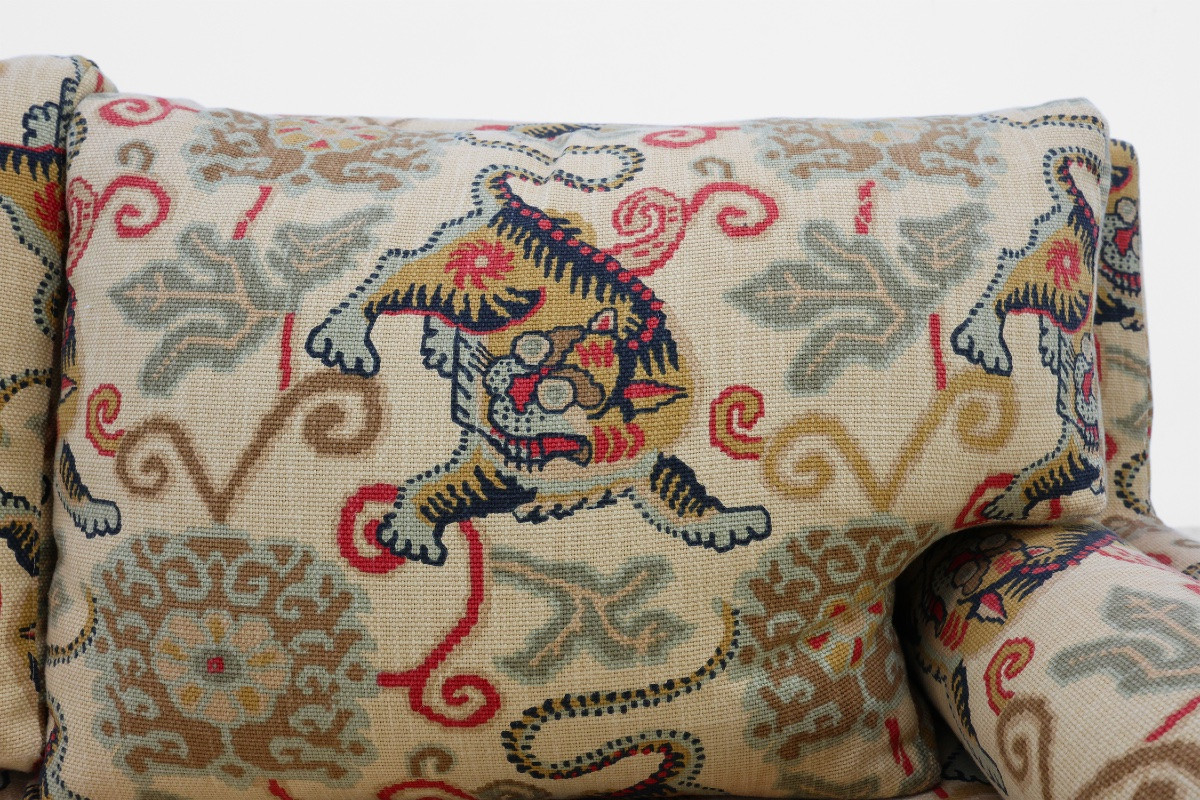 Hollywood Regency Style 3-seater Sofa With Lion Pattern Upholstery, Italy, Circa 1990-photo-8