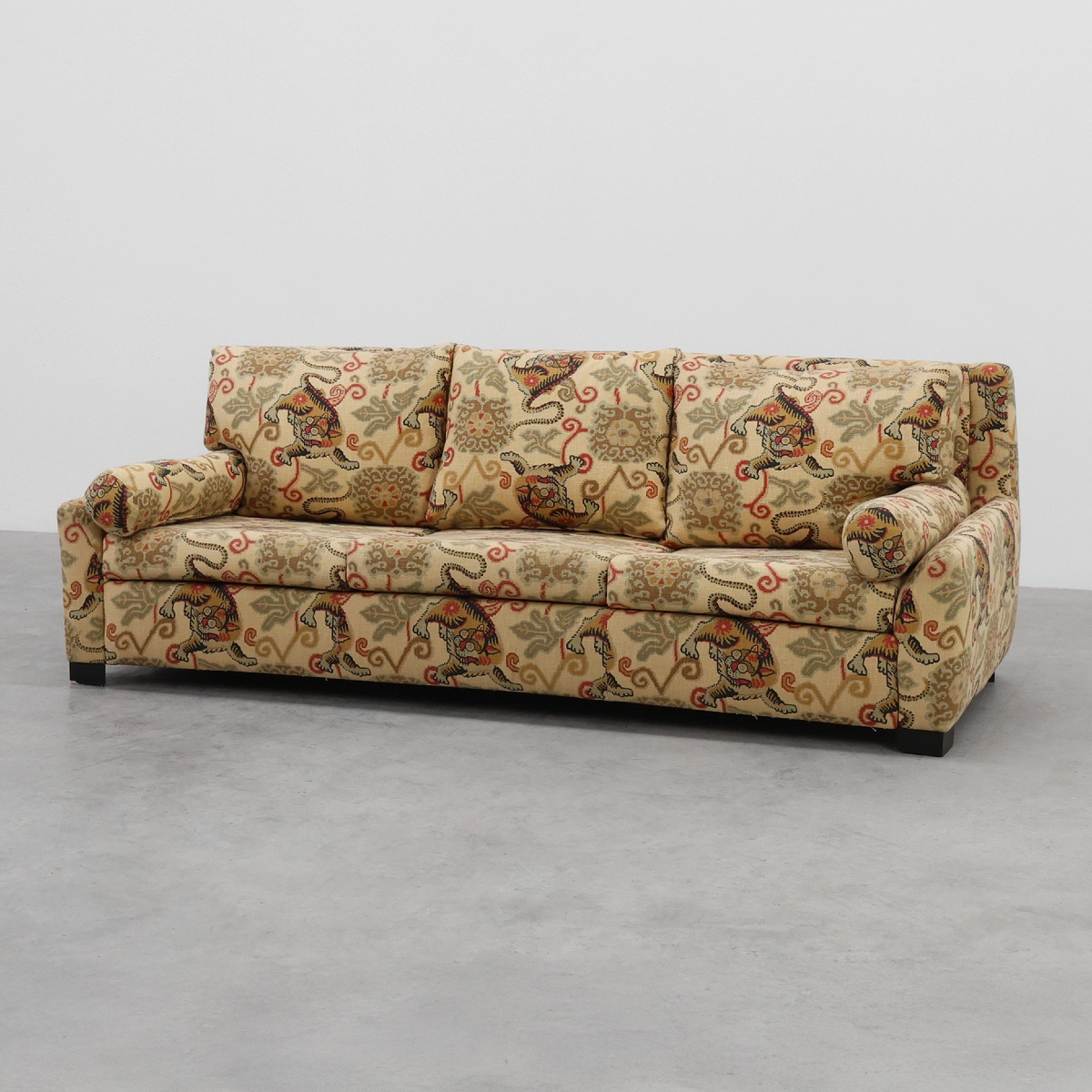 Hollywood Regency Style 3-seater Sofa With Lion Pattern Upholstery, Italy, Circa 1990