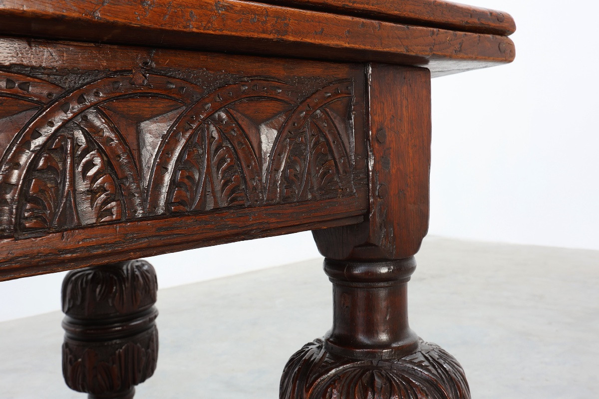 Large Extendable Dining Table In Oak From The 17th Century, France-photo-2