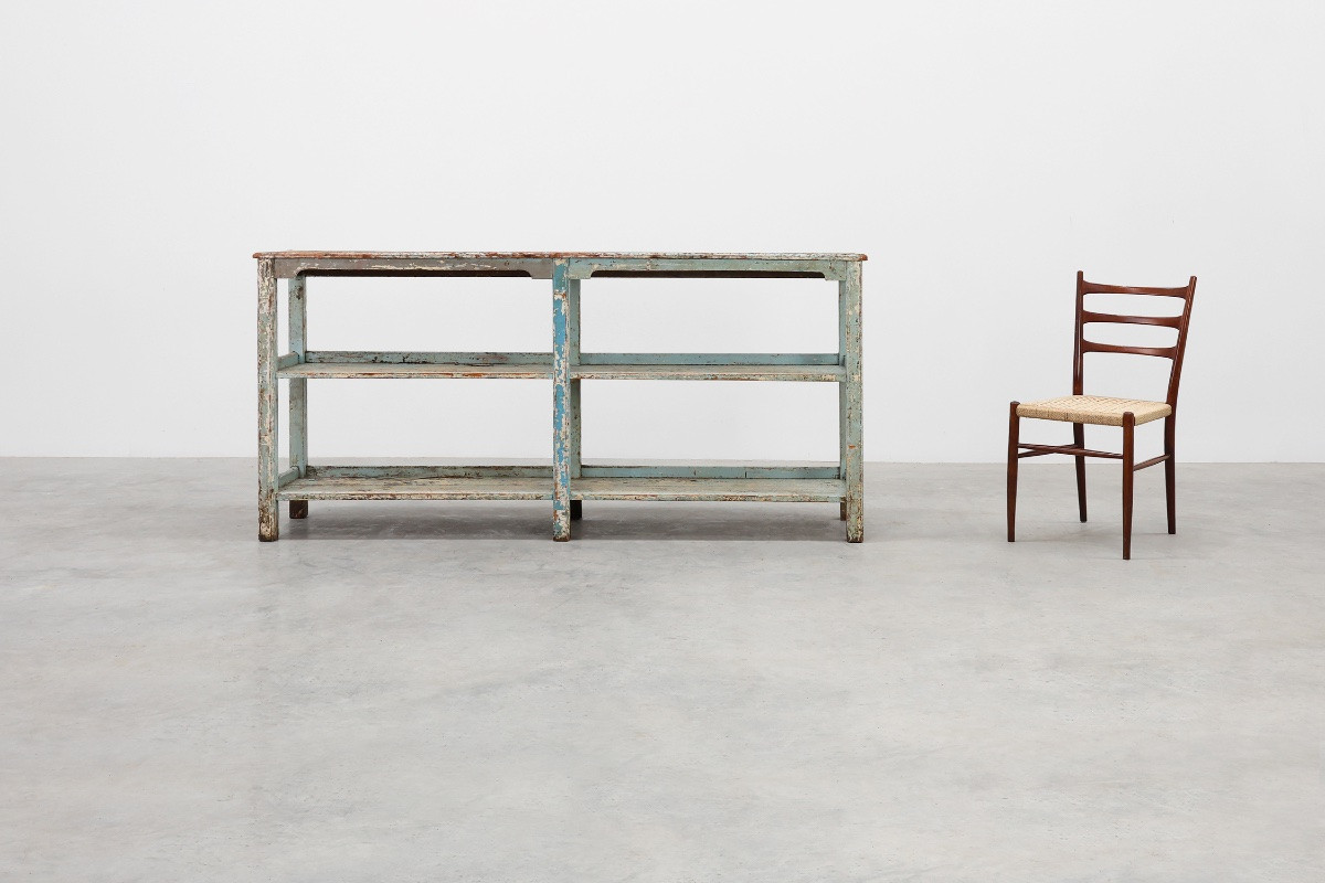 Industrial Console With Patina Of Old Paint Layers, France, Circa 1900-photo-2