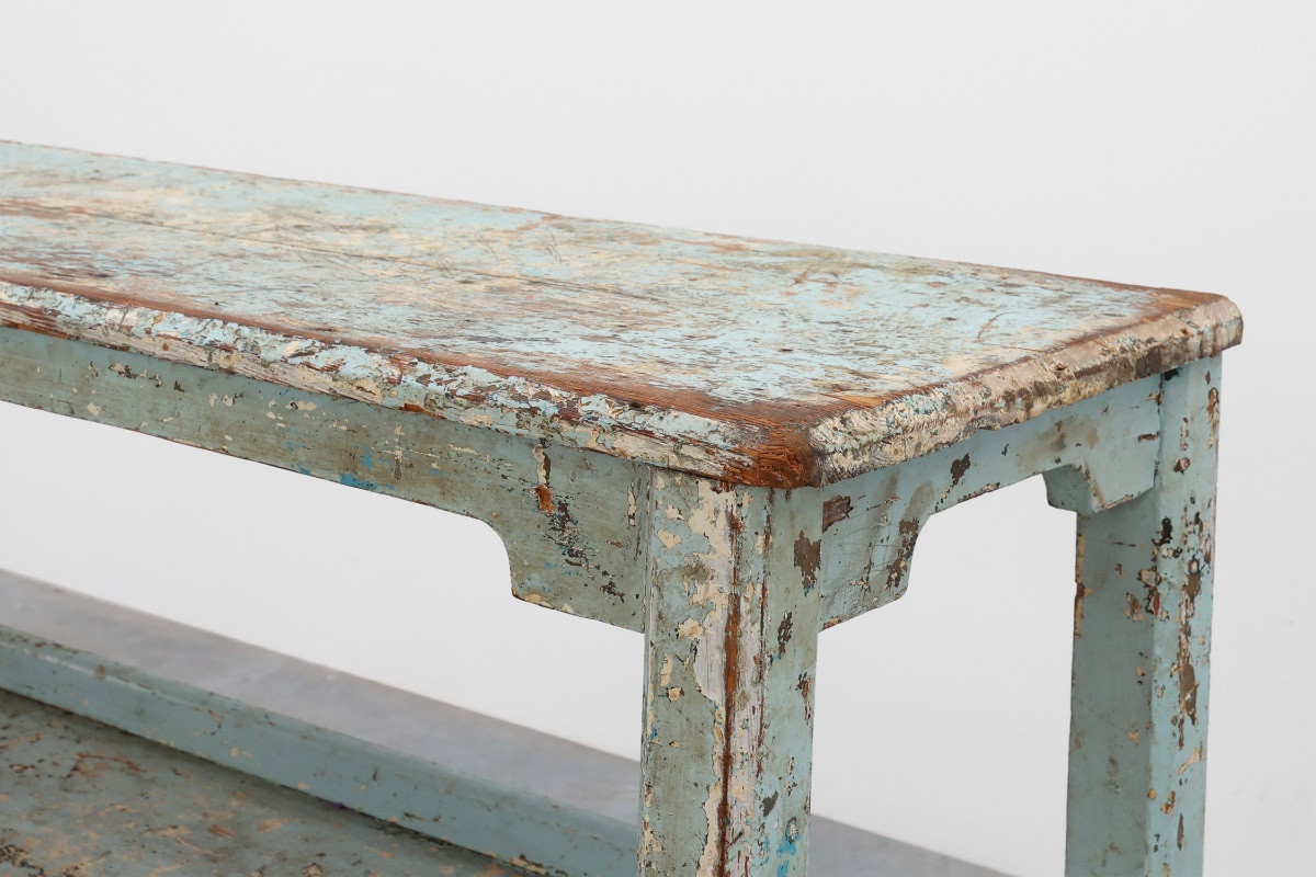 Industrial Console With Patina Of Old Paint Layers, France, Circa 1900-photo-1