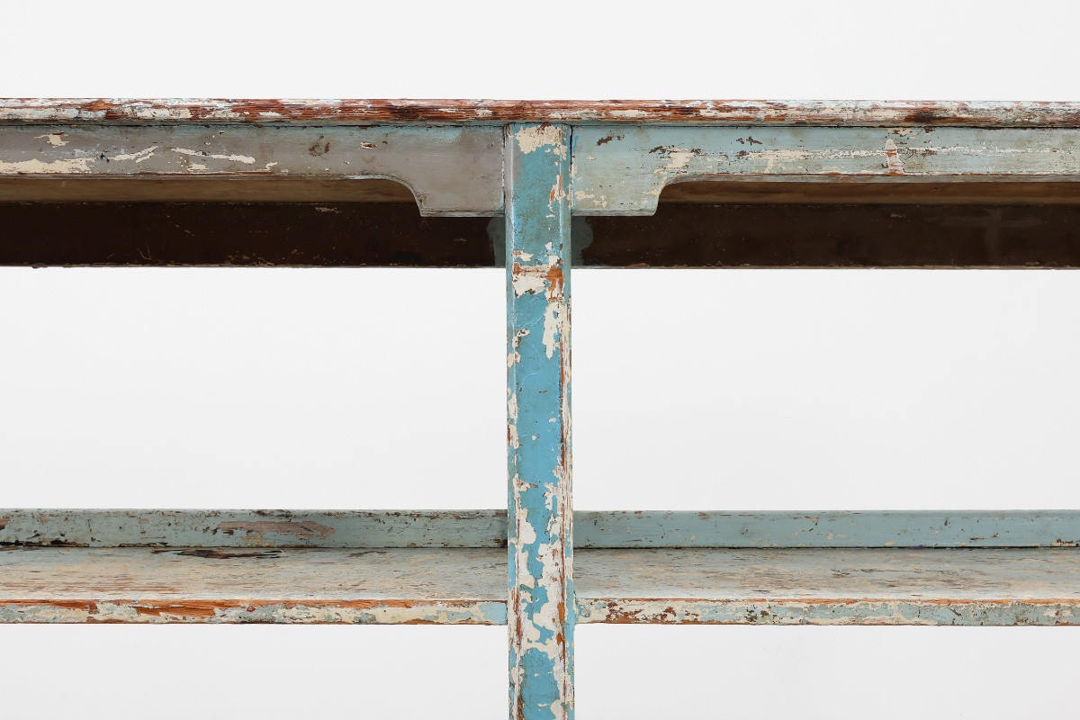 Industrial Console With Patina Of Old Paint Layers, France, Circa 1900-photo-2
