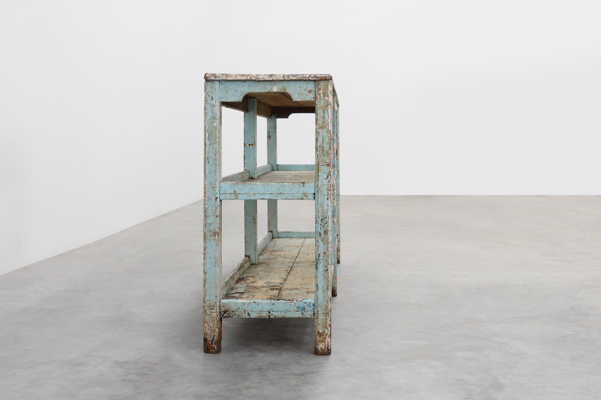 Industrial Console With Patina Of Old Paint Layers, France, Circa 1900-photo-3