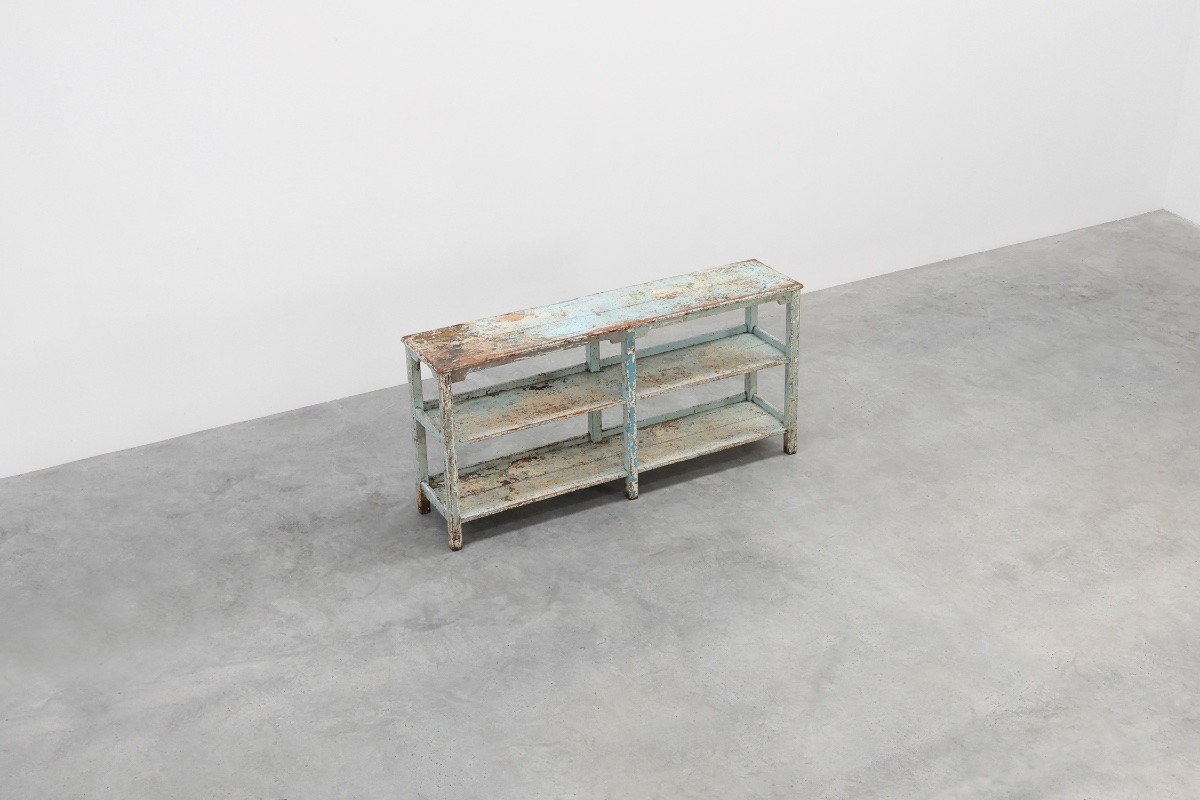 Industrial Console With Patina Of Old Paint Layers, France, Circa 1900-photo-5