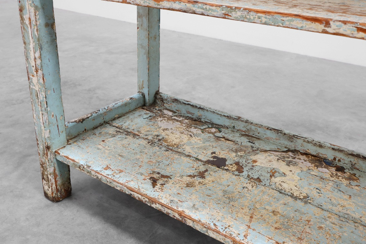 Industrial Console With Patina Of Old Paint Layers, France, Circa 1900-photo-7