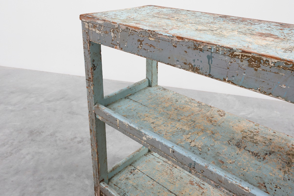 Industrial Console With Patina Of Old Paint Layers, France, Circa 1900-photo-8