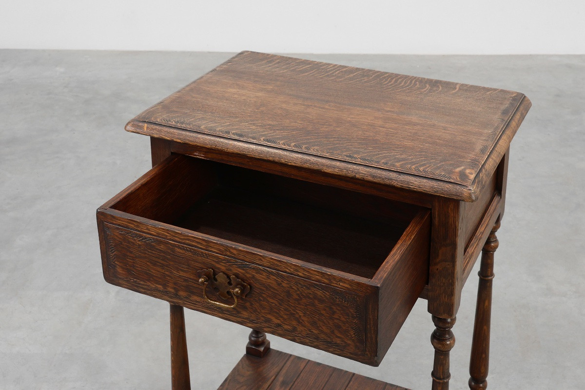 Small Rustic Oak Chest Of Drawers Or Bedside Table, France, 19th Century-photo-4