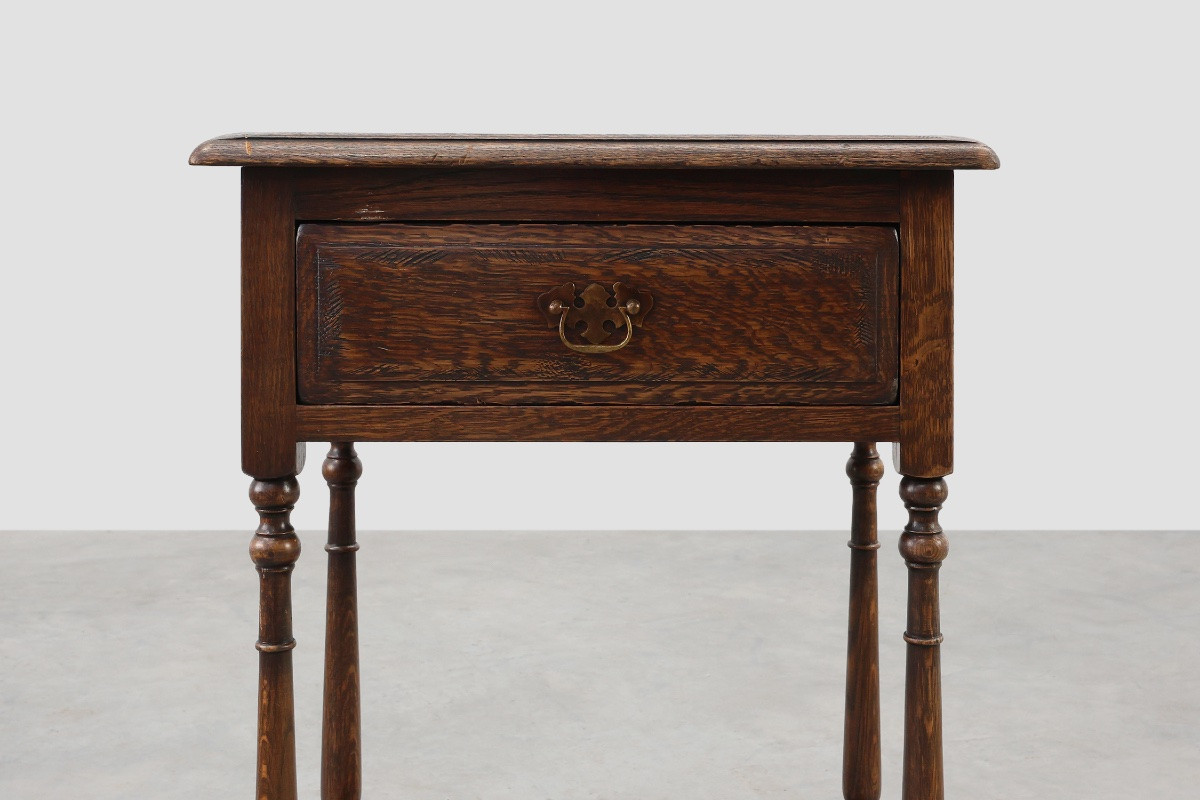 Small Rustic Oak Chest Of Drawers Or Bedside Table, France, 19th Century-photo-1