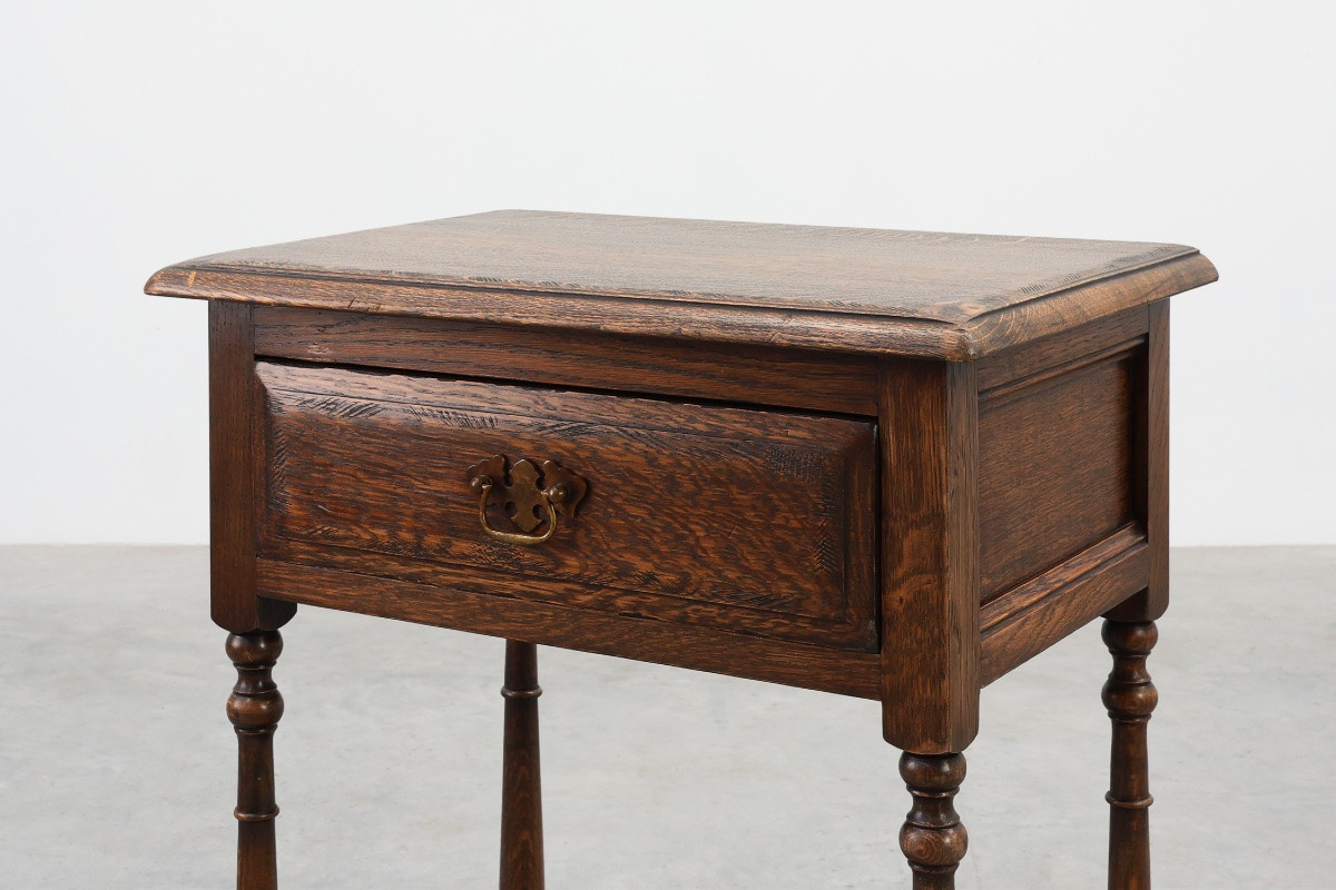 Small Rustic Oak Chest Of Drawers Or Bedside Table, France, 19th Century-photo-2