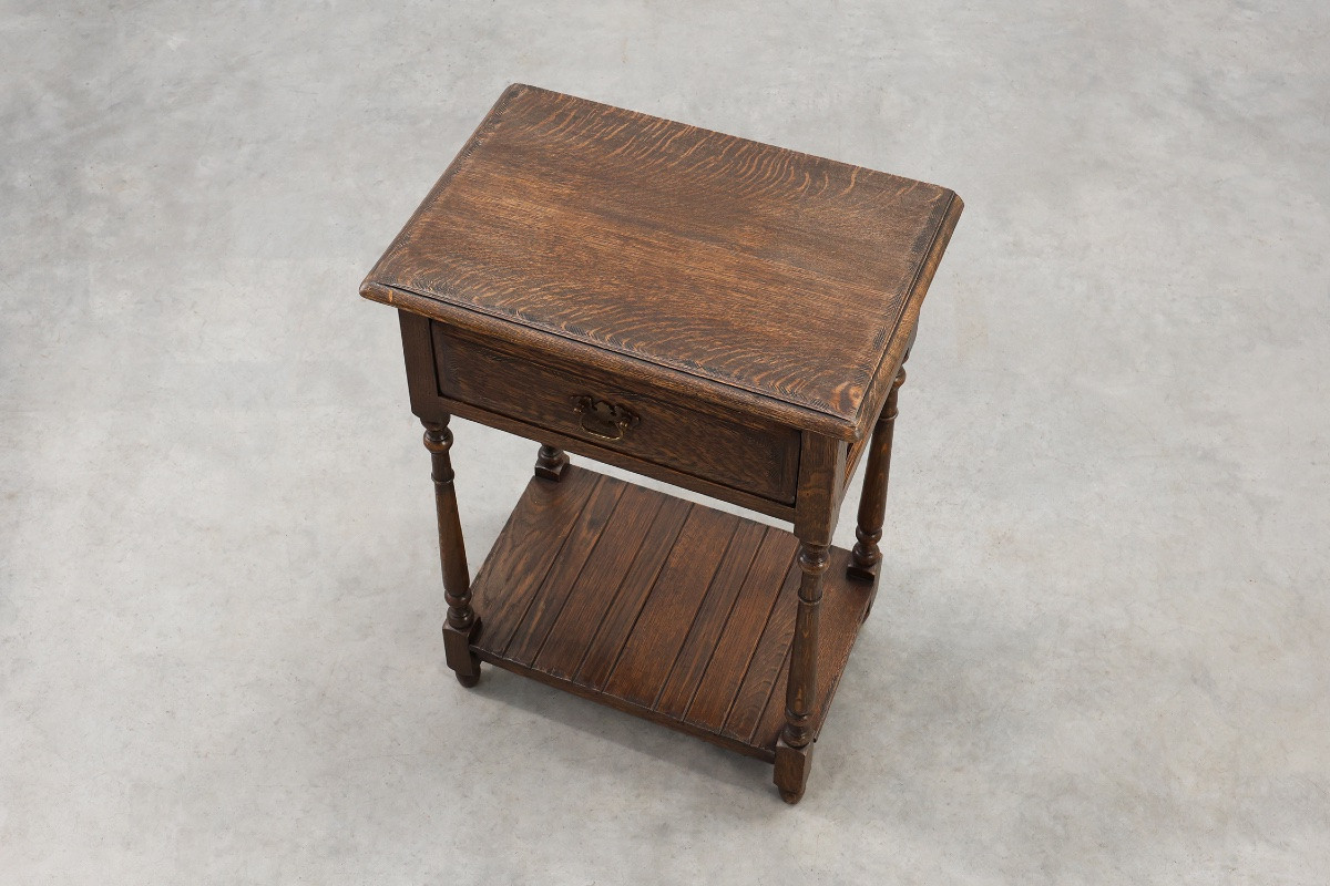 Small Rustic Oak Chest Of Drawers Or Bedside Table, France, 19th Century-photo-3