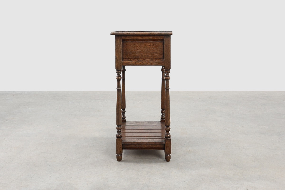 Small Rustic Oak Chest Of Drawers Or Bedside Table, France, 19th Century-photo-7