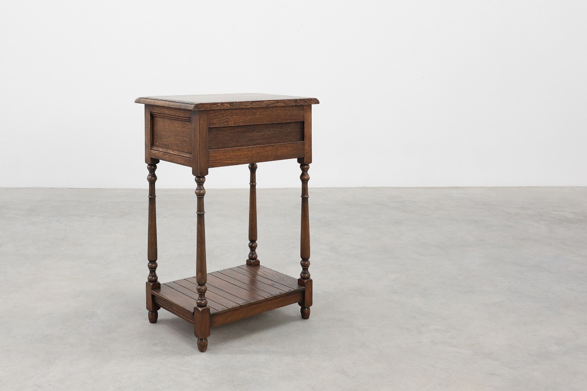 Small Rustic Oak Chest Of Drawers Or Bedside Table, France, 19th Century-photo-8
