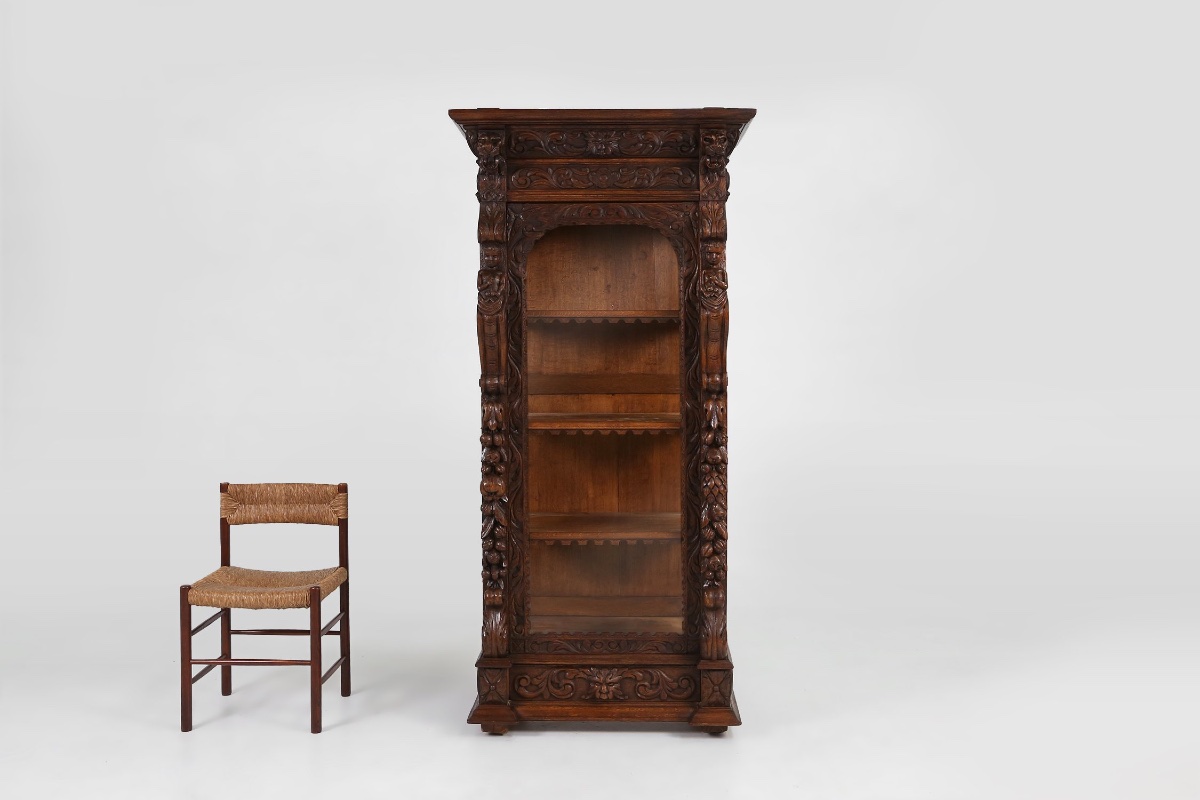 Baroque-style Oak Display Case, Belgium, 1950s-photo-2