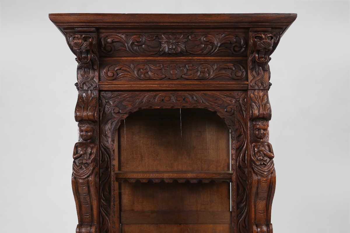 Baroque-style Oak Display Case, Belgium, 1950s-photo-3