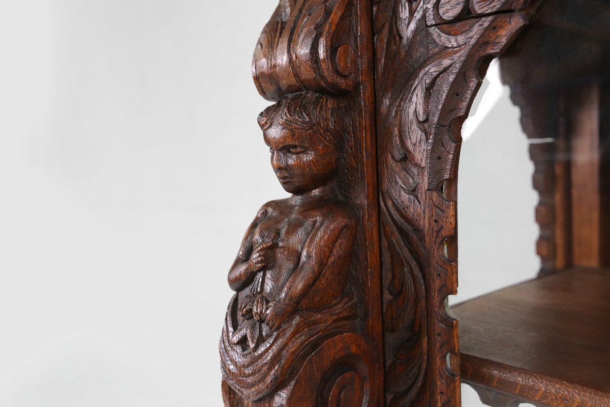 Baroque-style Oak Display Case, Belgium, 1950s-photo-2