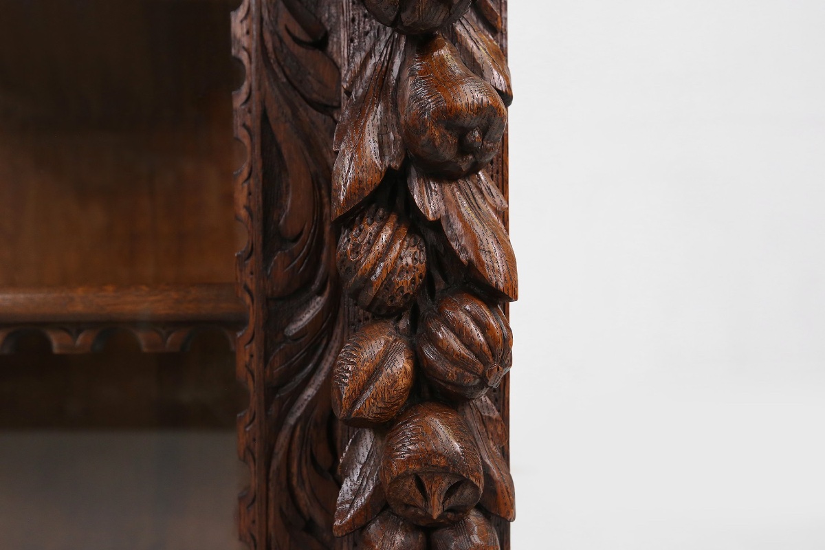 Baroque-style Oak Display Case, Belgium, 1950s-photo-5