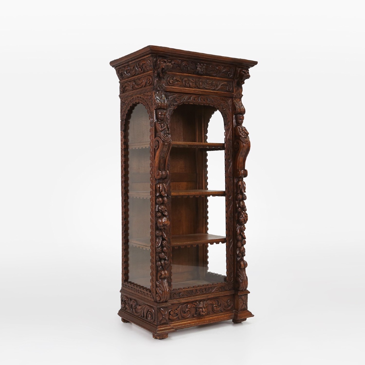 Baroque-style Oak Display Case, Belgium, 1950s