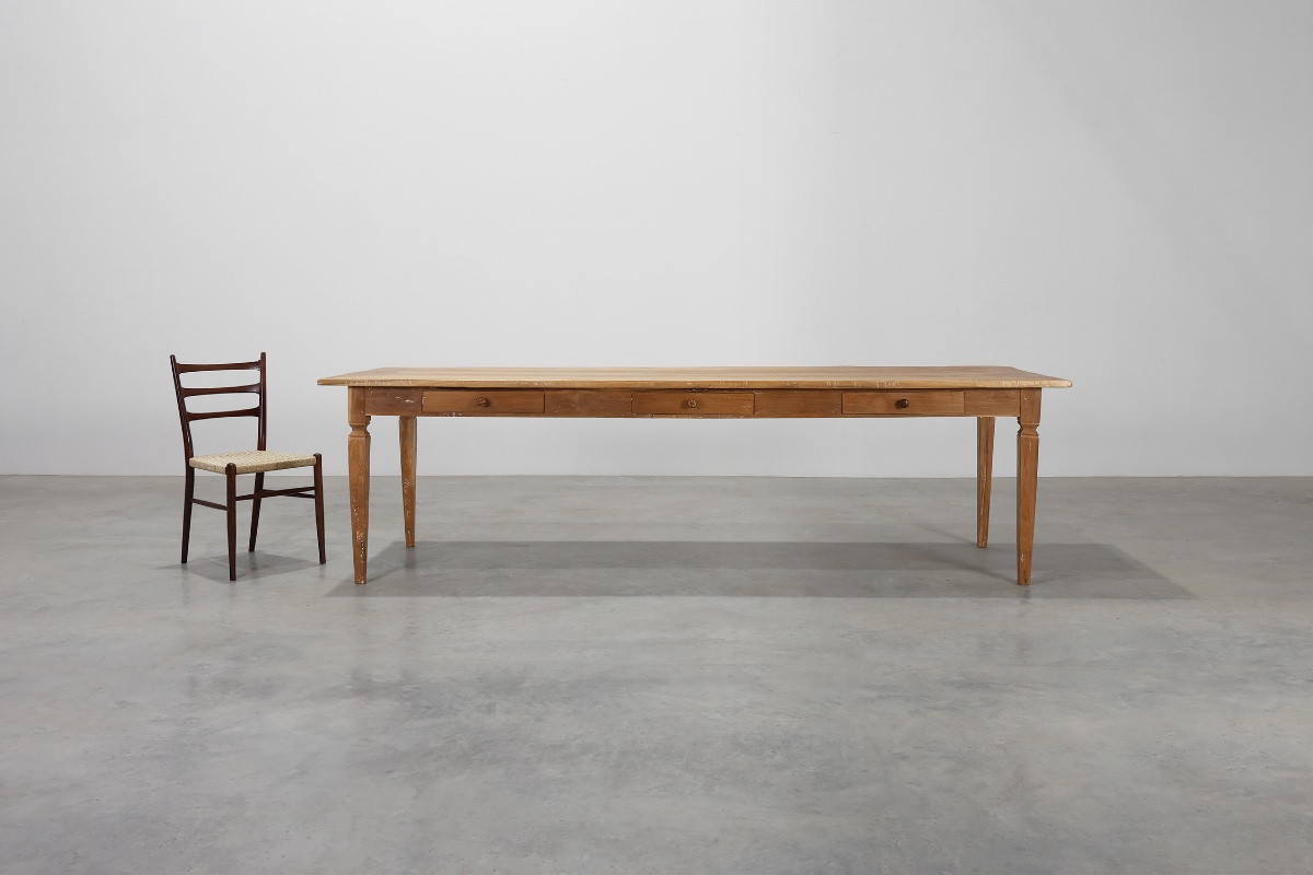 Large French Provencal Farmhouse Table In Elm Wood, France Circa 1850-photo-2