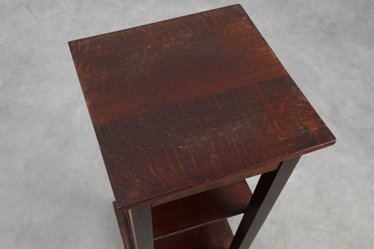 Art Deco Plinth In Dark Oak, Belgium, 1920s-photo-4