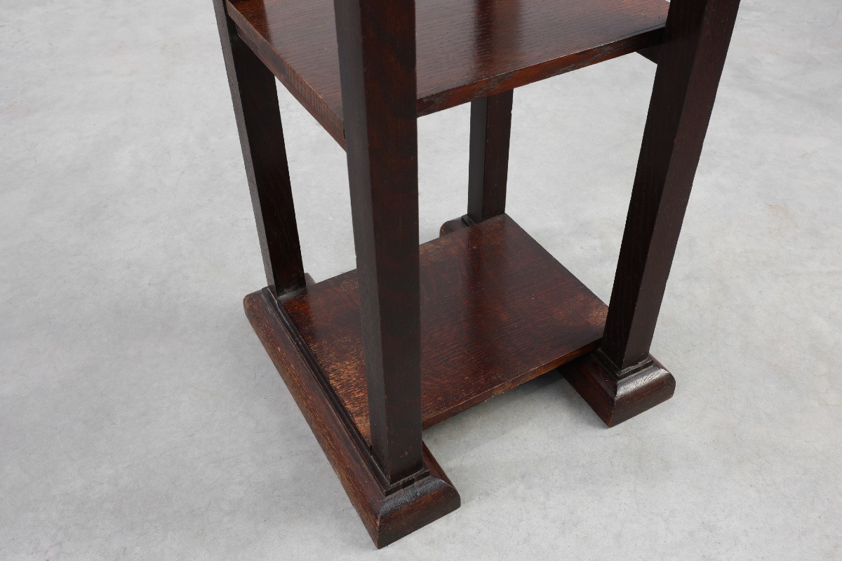 Art Deco Plinth In Dark Oak, Belgium, 1920s-photo-3