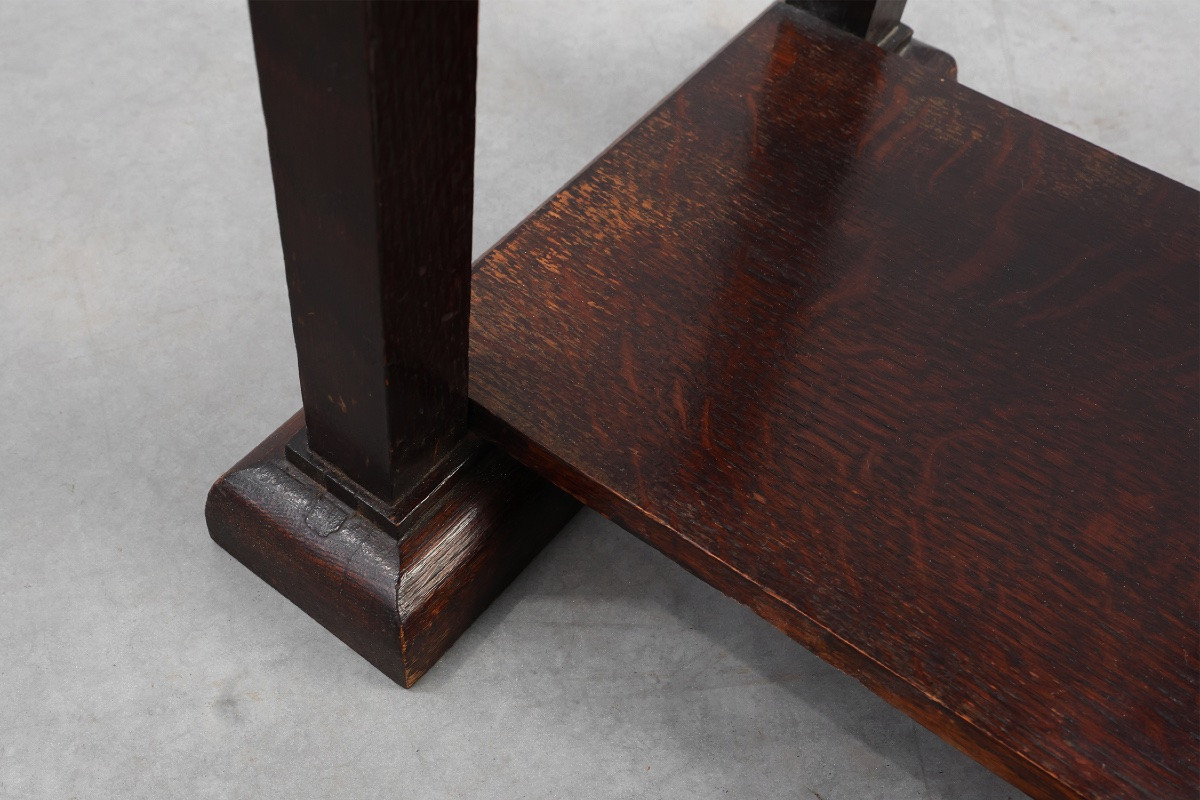 Art Deco Plinth In Dark Oak, Belgium, 1920s-photo-4