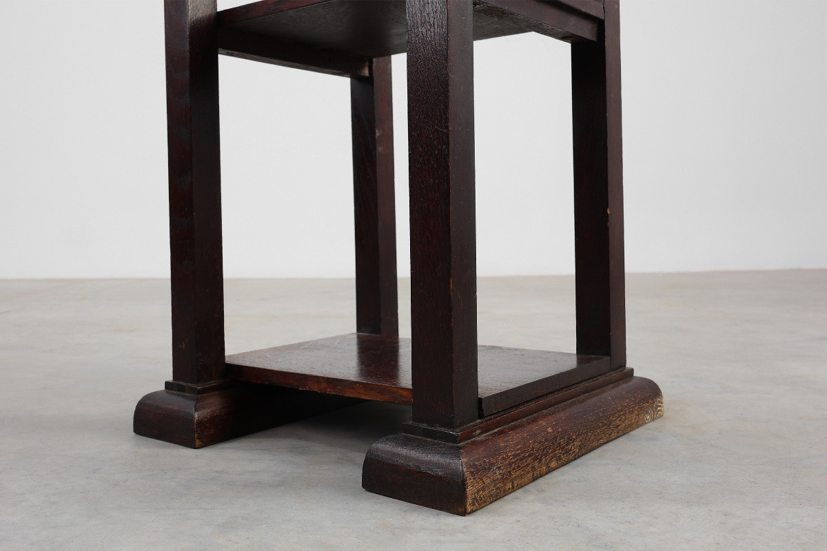 Art Deco Plinth In Dark Oak, Belgium, 1920s-photo-5