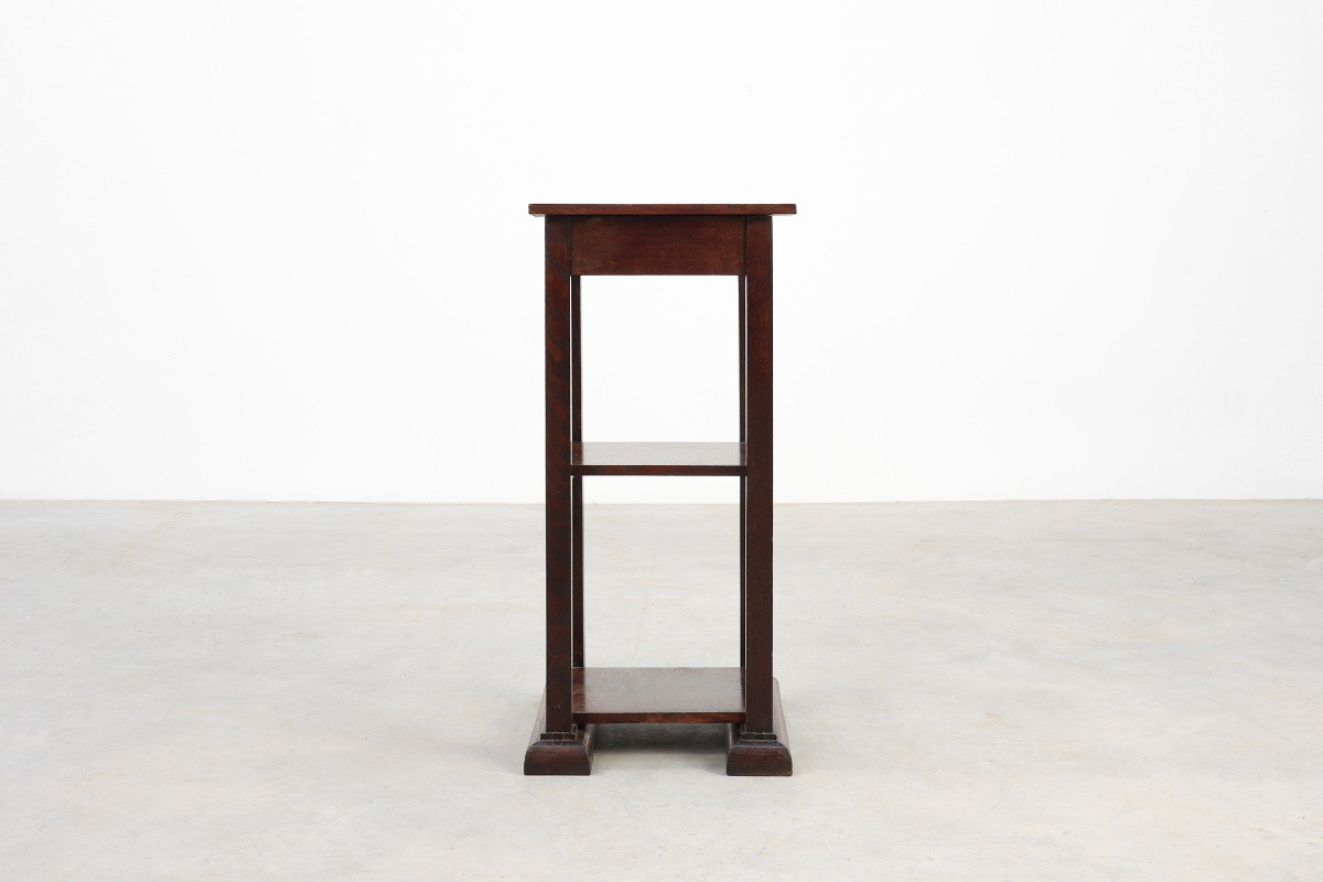 Art Deco Plinth In Dark Oak, Belgium, 1920s-photo-6