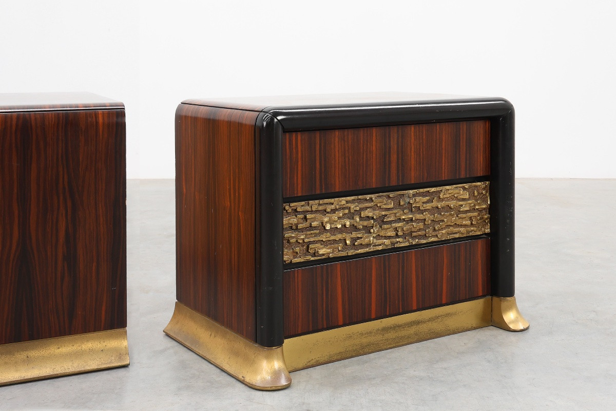 Rare Set Of Bedside Tables By Luciano Frigerio -photo-1