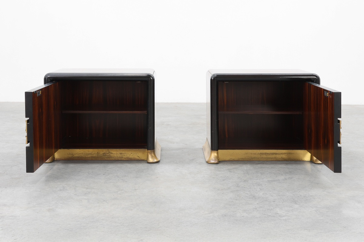 Rare Set Of Bedside Tables By Luciano Frigerio -photo-3