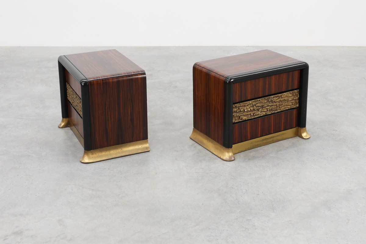 Rare Set Of Bedside Tables By Luciano Frigerio -photo-5