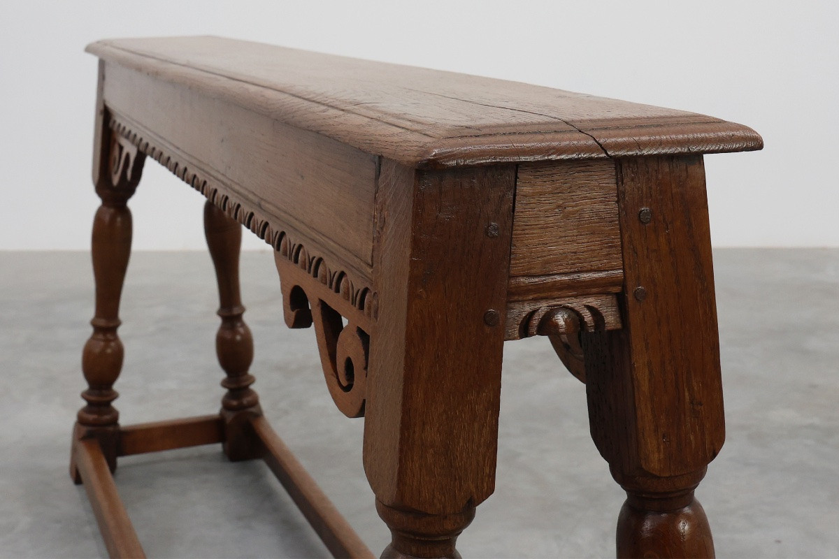 Carved Oak Bench In The Jacobean Style, 17th Century, Uk-photo-3