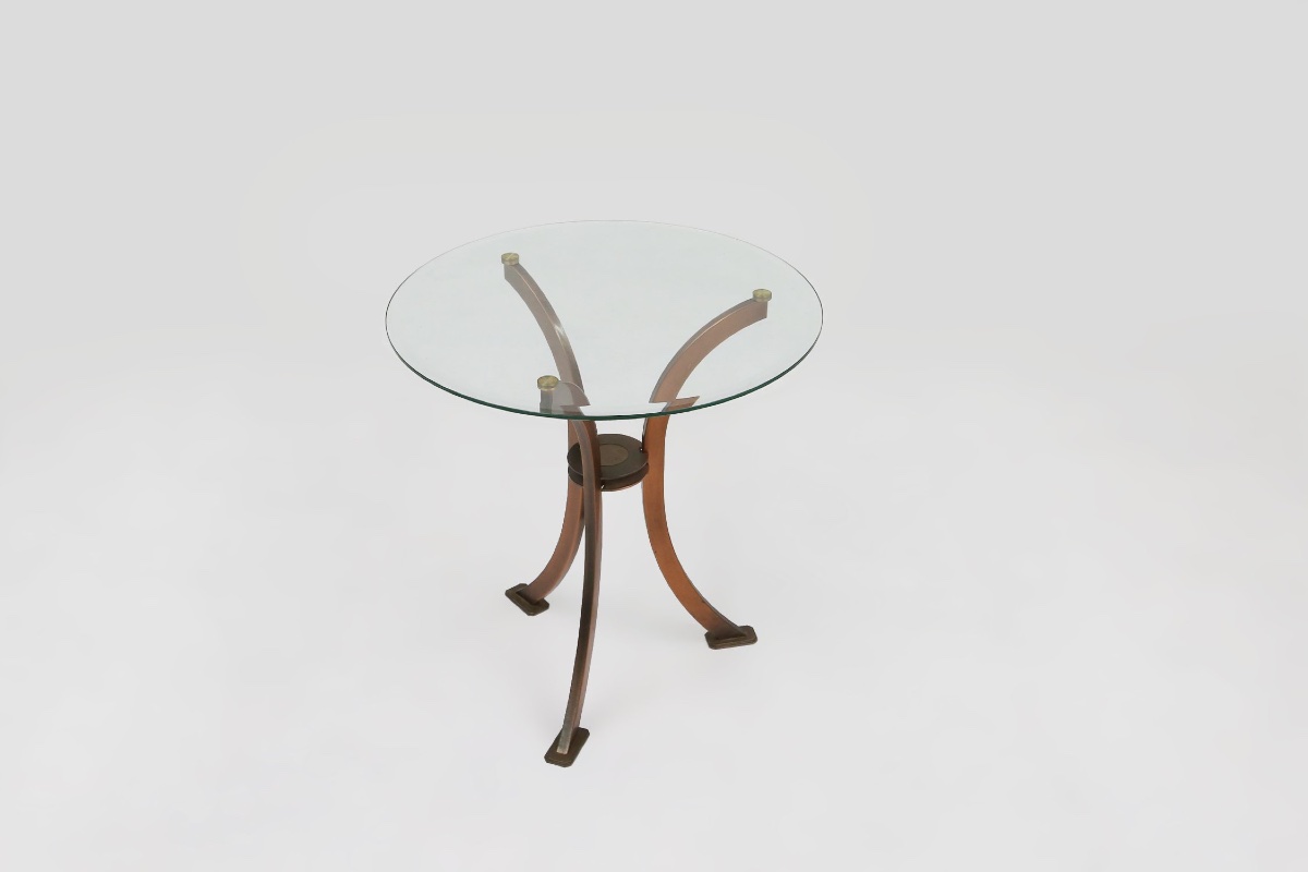 Table d'appoint de style Hollywood Regency de Belgo Chrom, Belgique, années 1980-photo-1