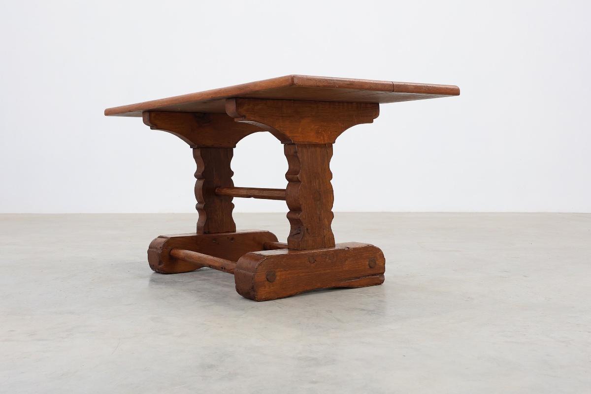 Antique Oak Coffee Table From A Monastery, France, 17th Century-photo-3