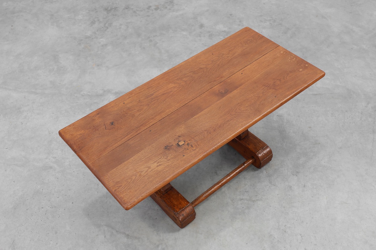 Antique Oak Coffee Table From A Monastery, France, 17th Century-photo-4