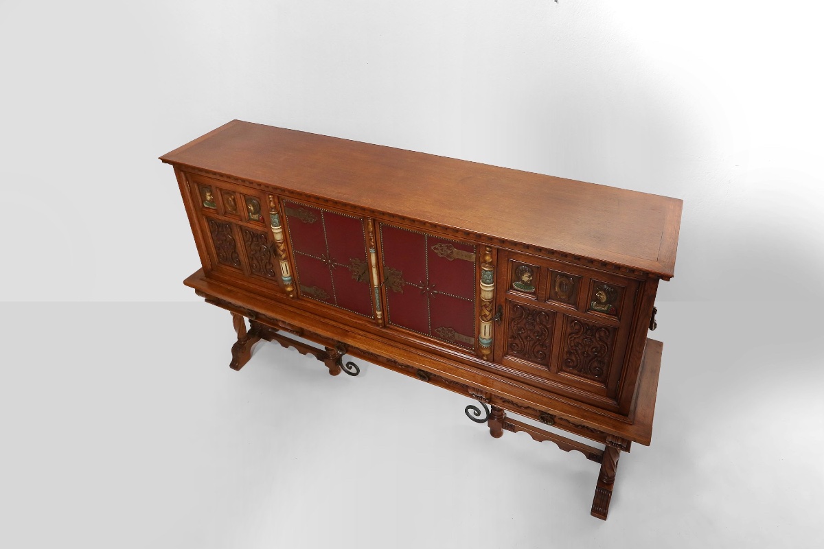 20th-century Baroque Carved Sideboard, Spain-photo-8
