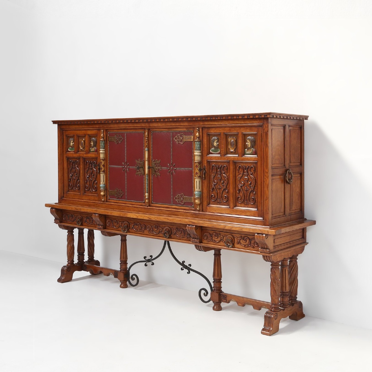 20th-century Baroque Carved Sideboard, Spain