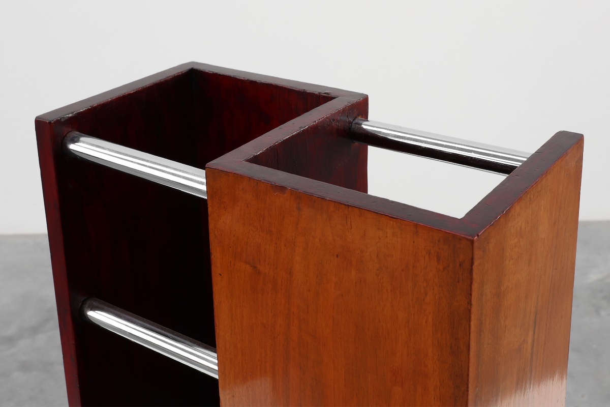 Antique Art Deco Umbrella Stand In Wood And Metal, France Circa 1910-photo-1