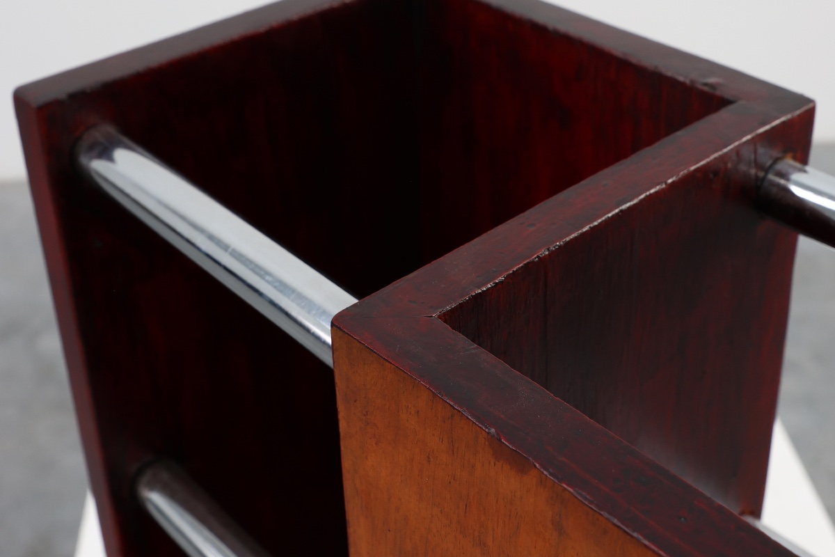 Antique Art Deco Umbrella Stand In Wood And Metal, France Circa 1910-photo-5