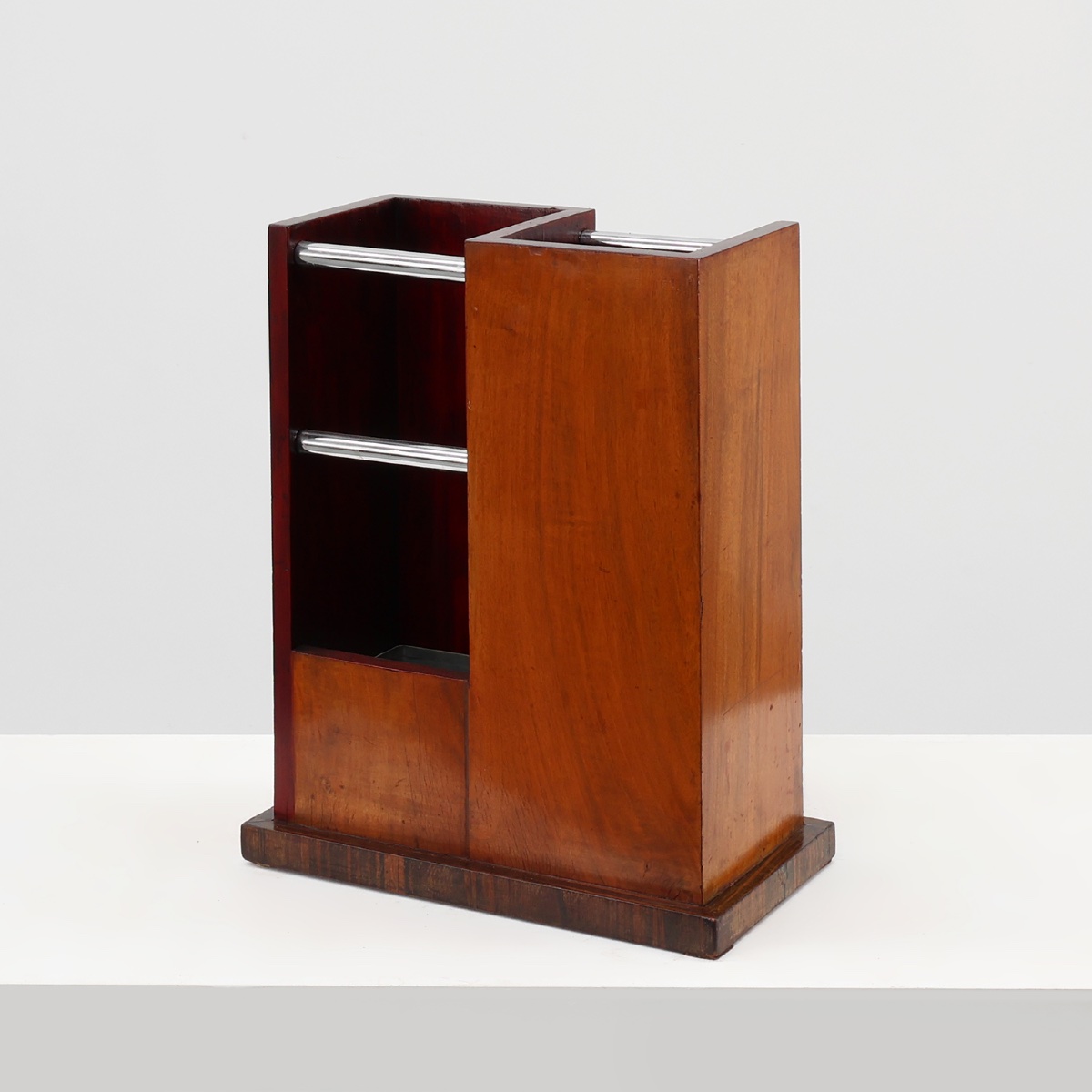 Antique Art Deco Umbrella Stand In Wood And Metal, France Circa 1910